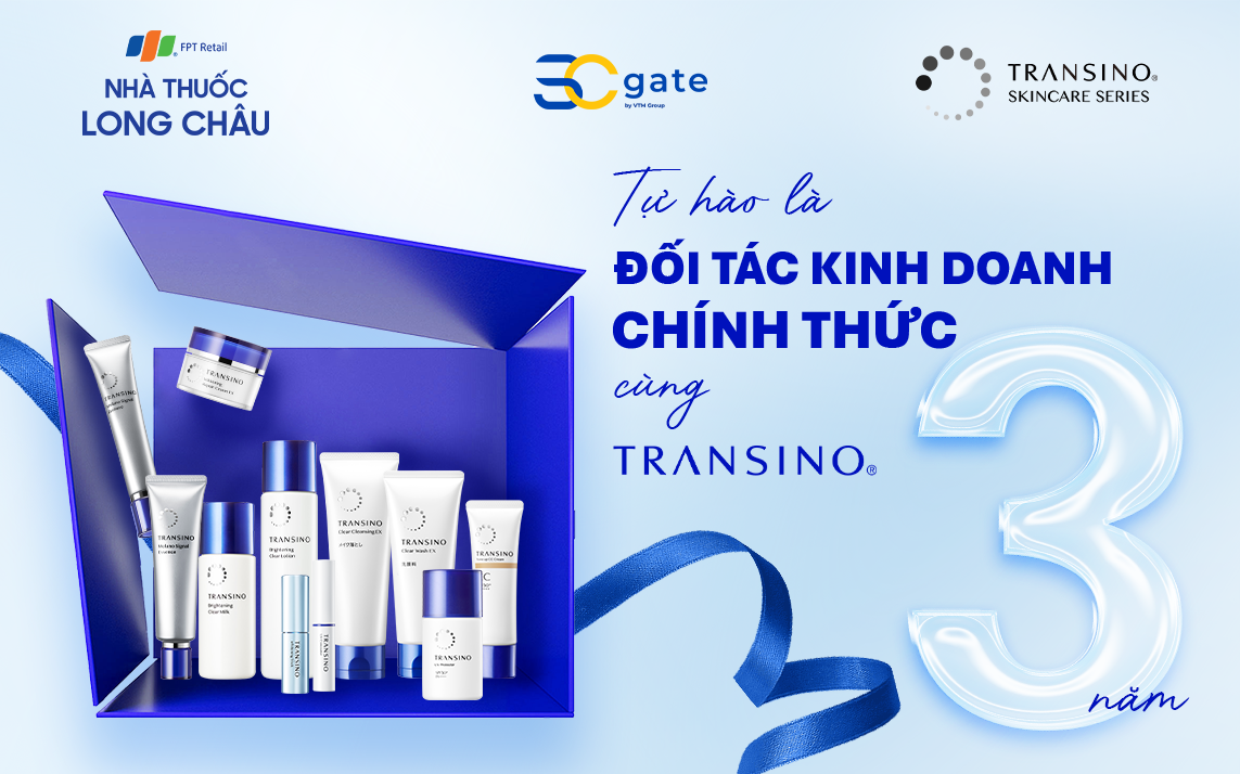 SCgate đồng hành cùng chuỗi Nhà thuốc Long Châu phân phối Dược mỹ phẩm TRANSINO Nhật Bản chính hãng suốt 03 năm qua